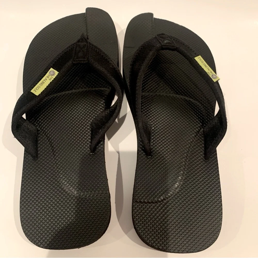 THE HEALING SOLE Plantar Fasciitis Flip Flop Sandals Black Size 11.5 W/10M